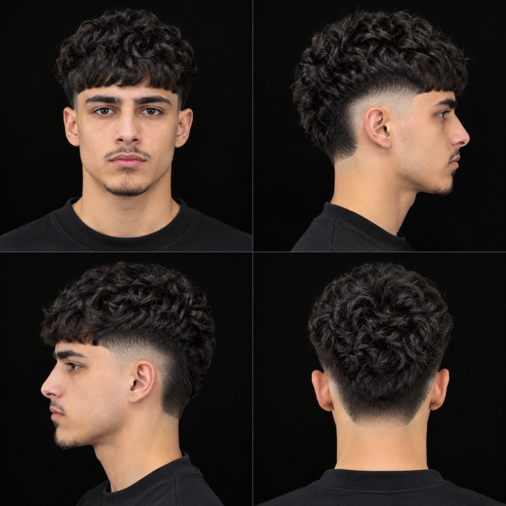 French crop x burst fade curly hair