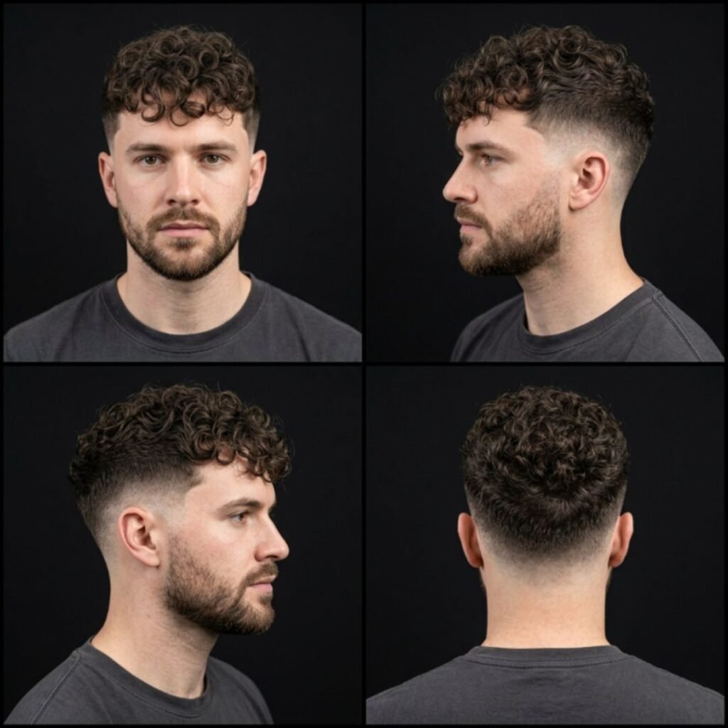 Curly Textured Fringe with Low Taper
