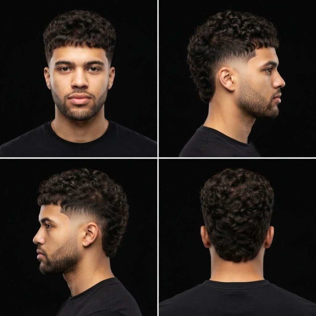 Curly Two Block Mullet