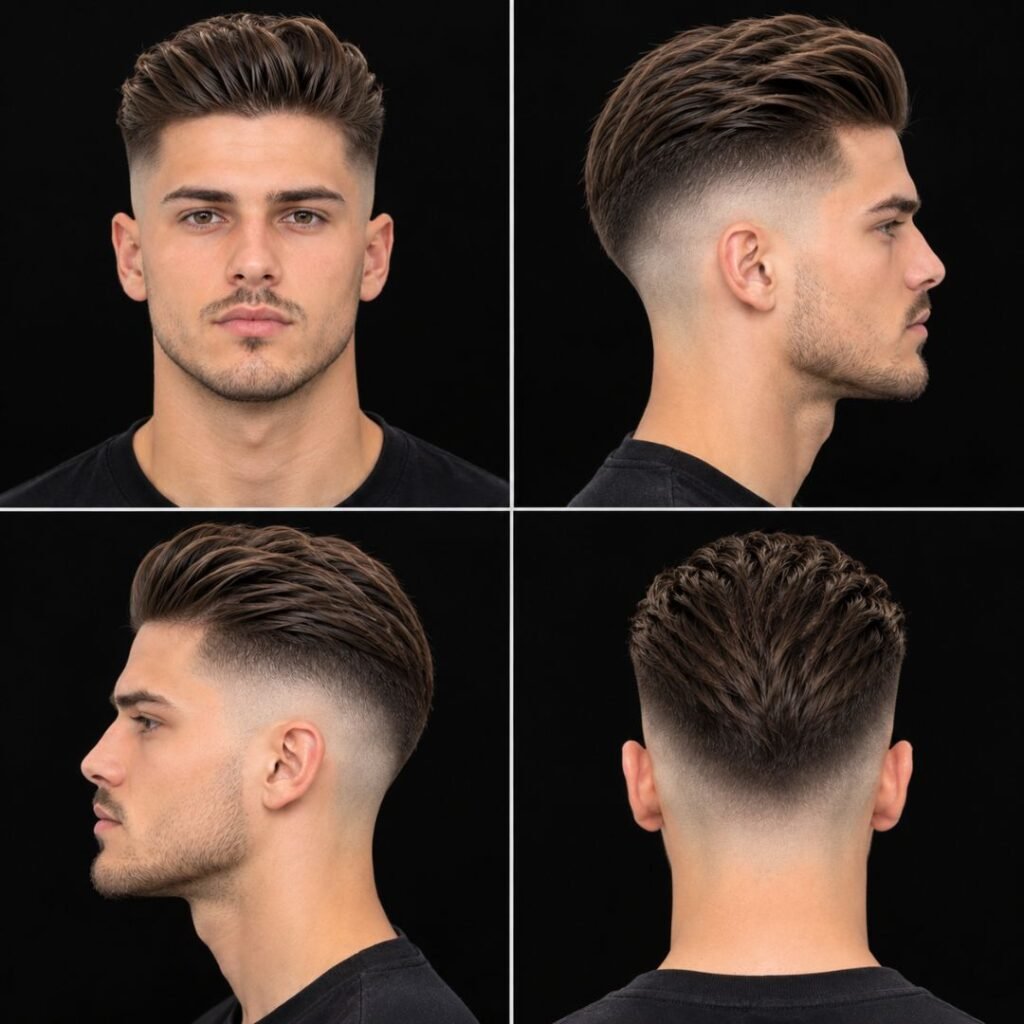 High Fade with Brushed-Back Top