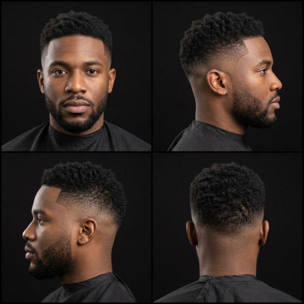 High Taper Fade Black Male Short Hair