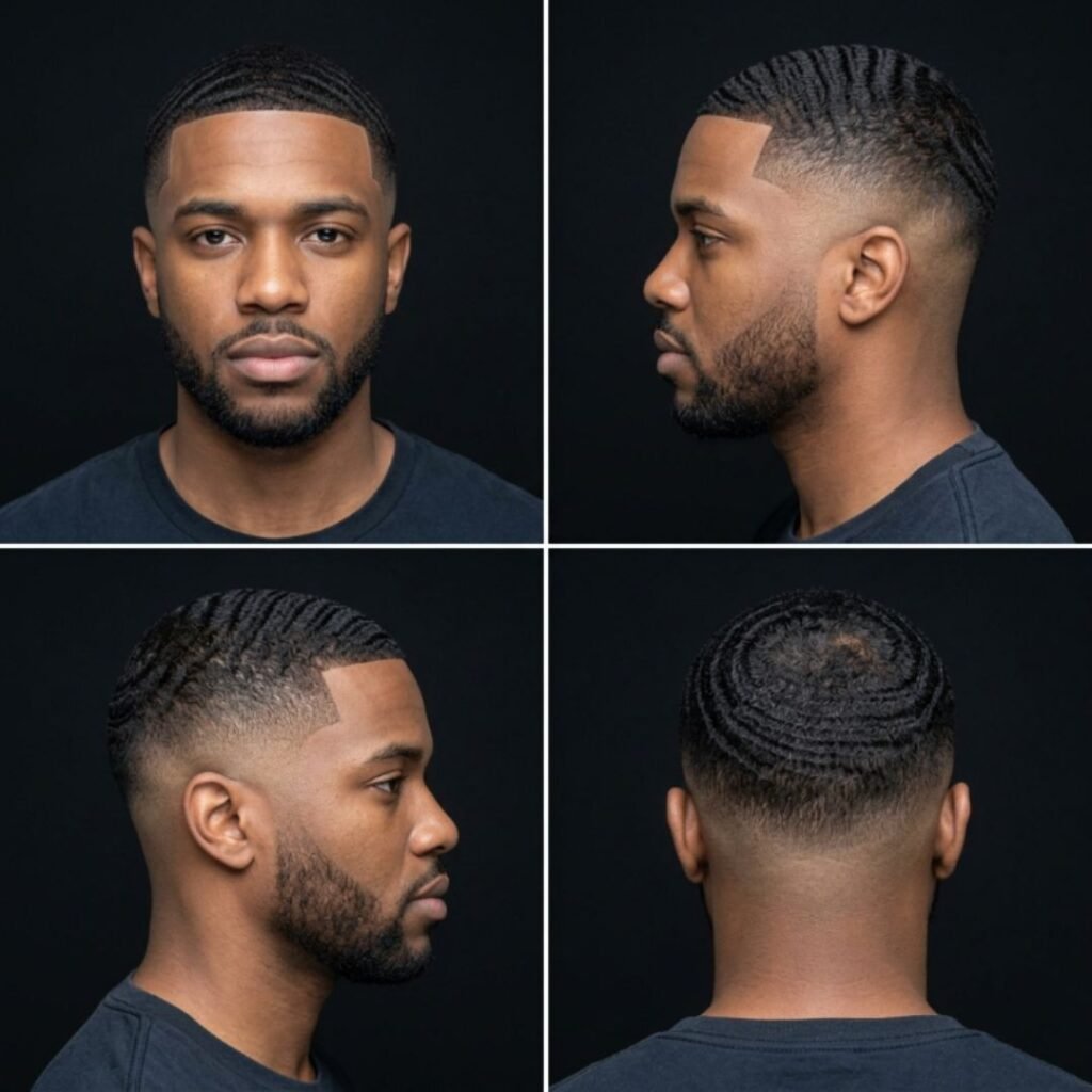 High Taper Fade Black Male Waves
