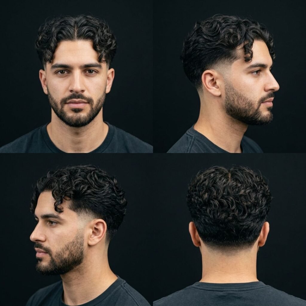 Long Curly Middle Part