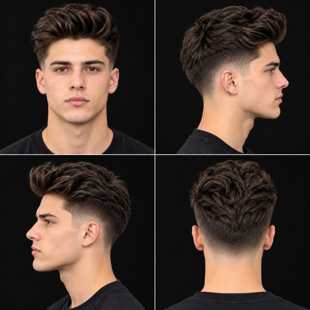 Long Quiff with Tapered Sides