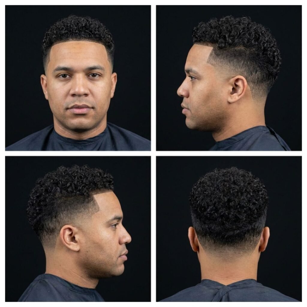 Low Fade with 3B Curls
