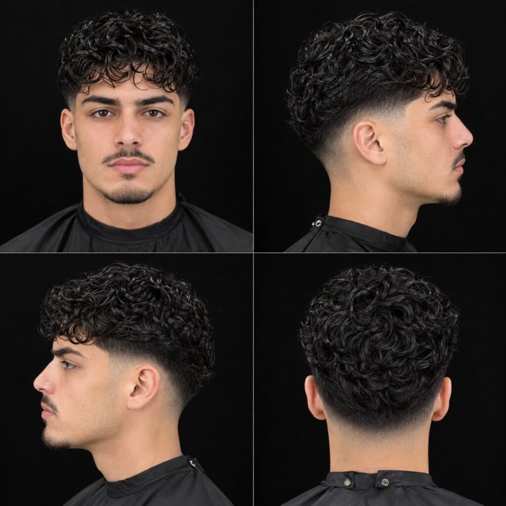 Low Taper Curly Wet Look