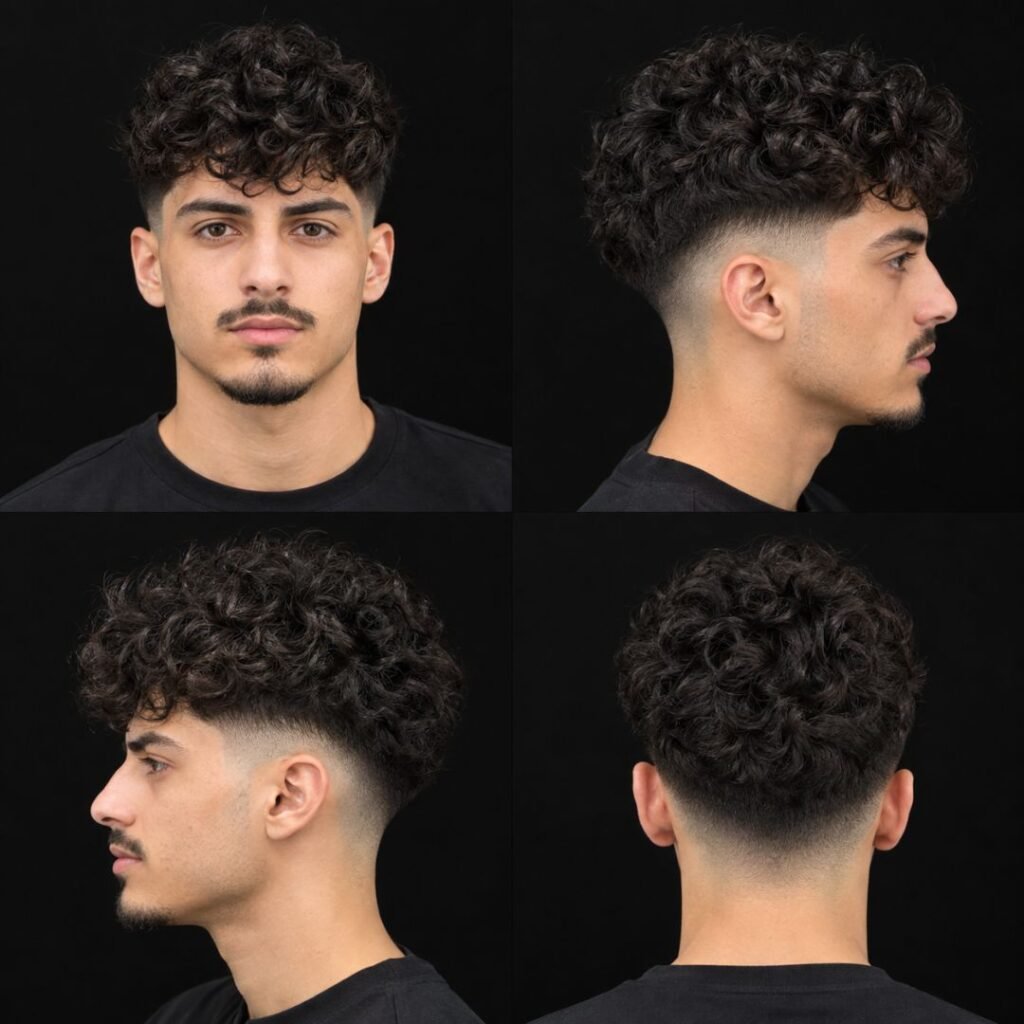 Low Taper Fade Curly Undercut