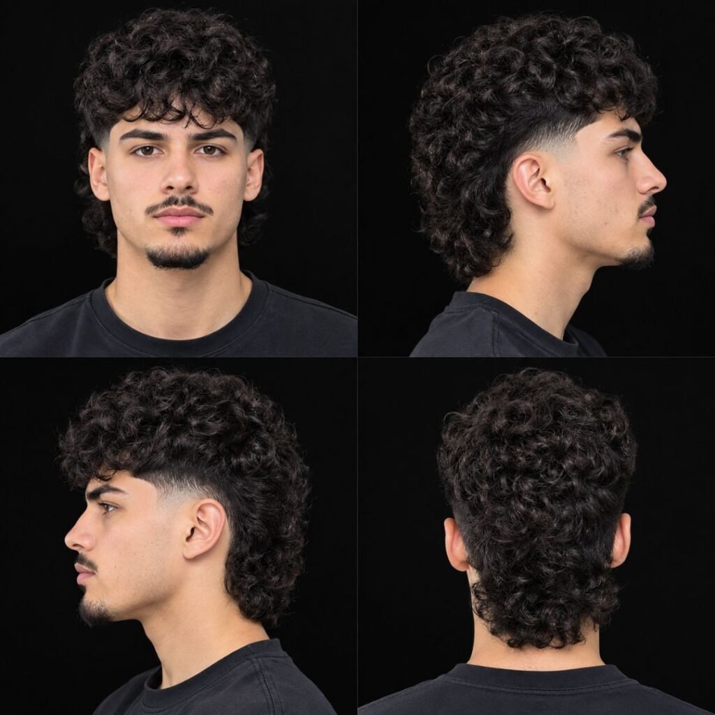 Low Taper with Curly Mullet