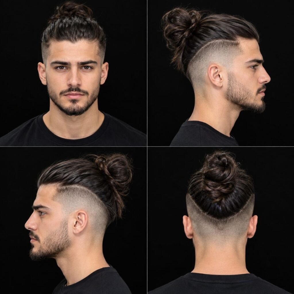 Man Bun Top with Shaved Sides