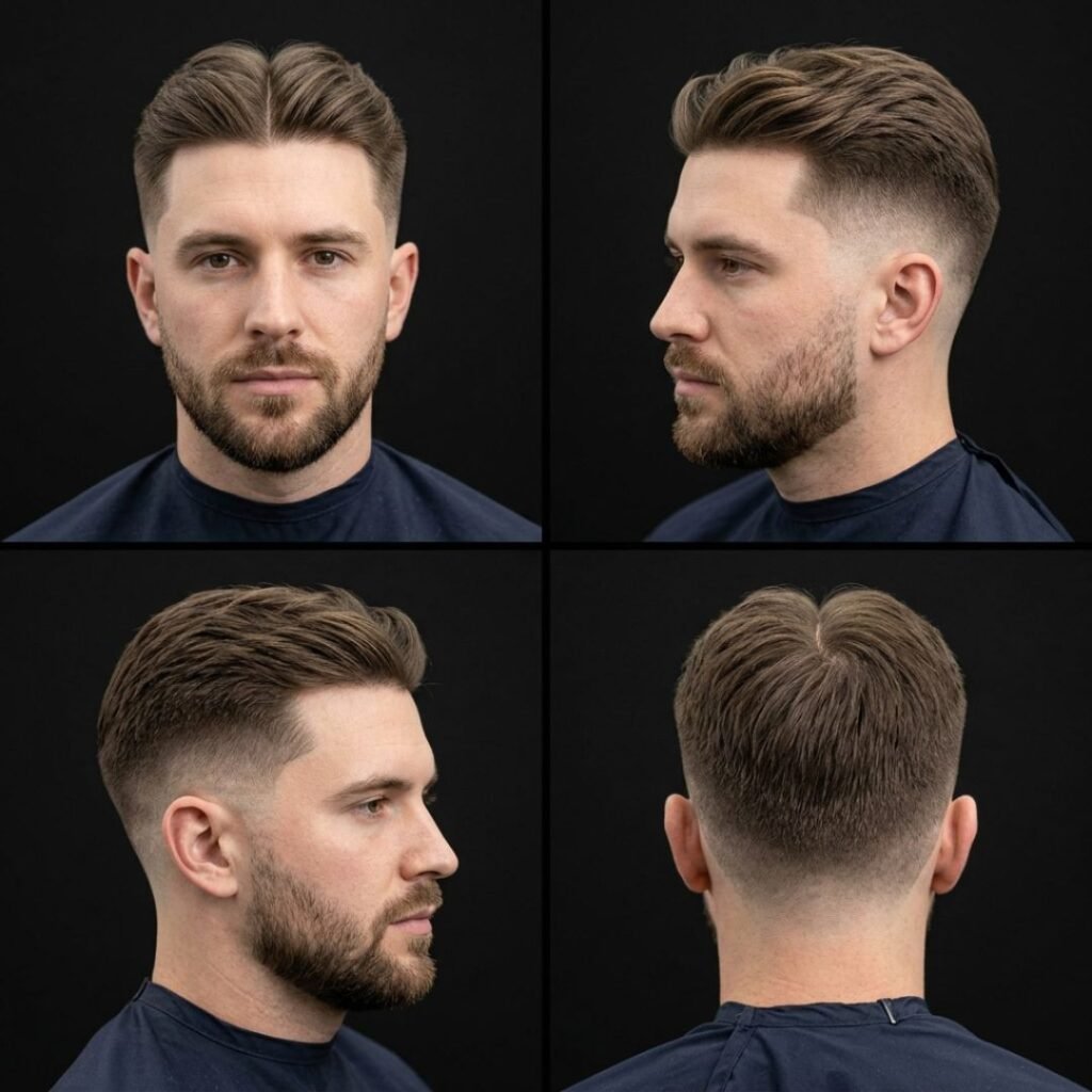 Middle Part with Taper Fade