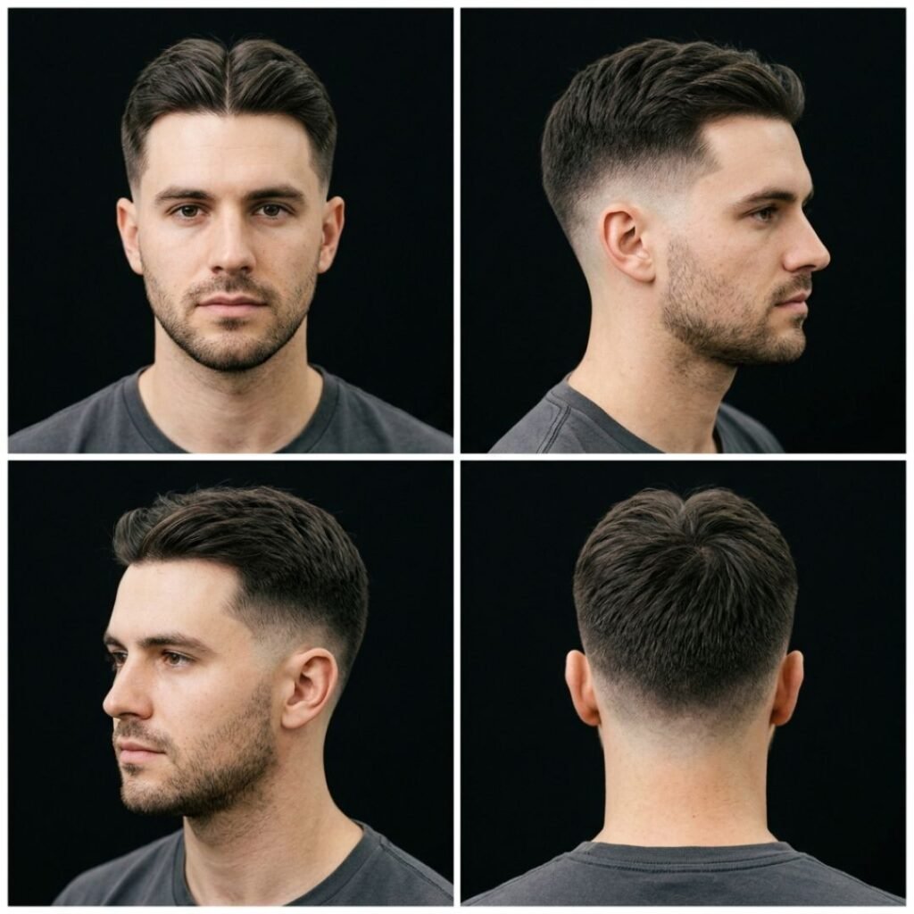 Short Textured Middle Part with Low Fade