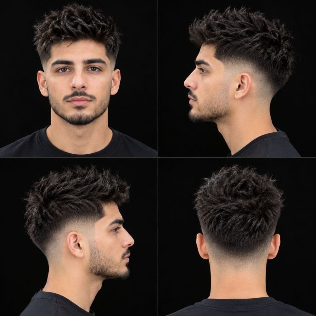Spiky Textured Top with Low Fade