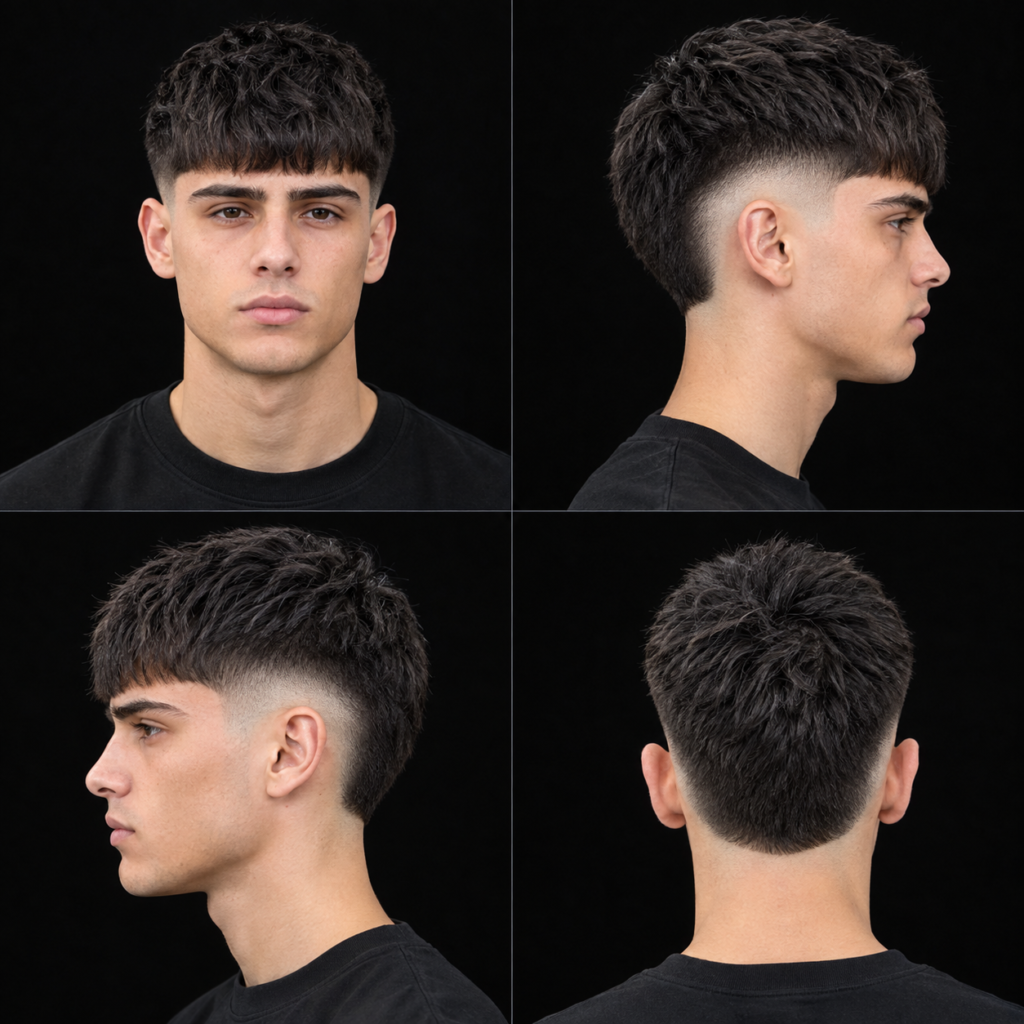 French crop x burst fade straight hair