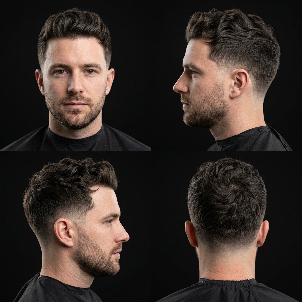 Wavy Pompadour Crop with Low Taper