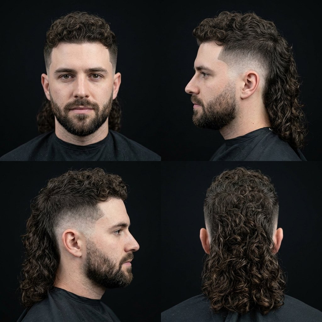 Long Curly Mullet Fade
