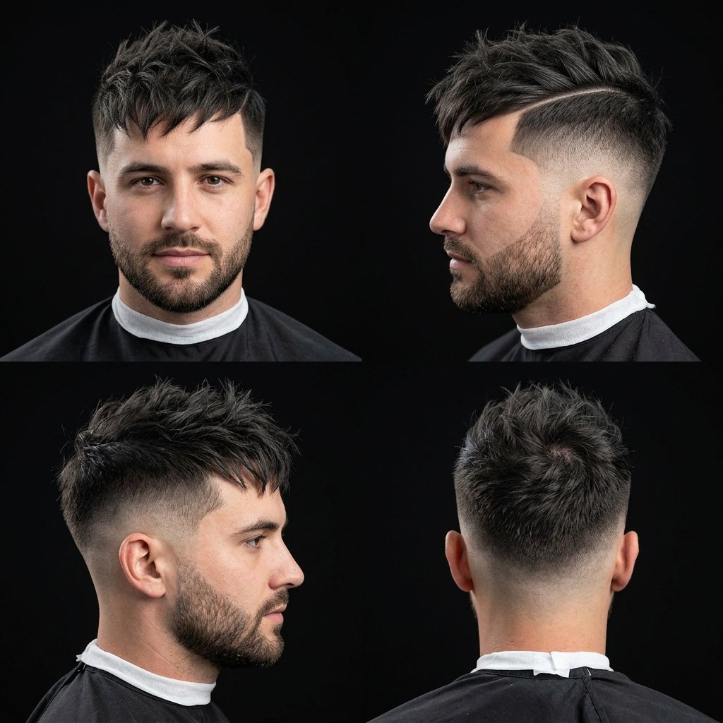 Cool Hard Side Part Fade with Spiky Fringe