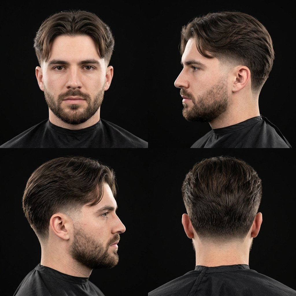Mid Taper Fade Middle Part