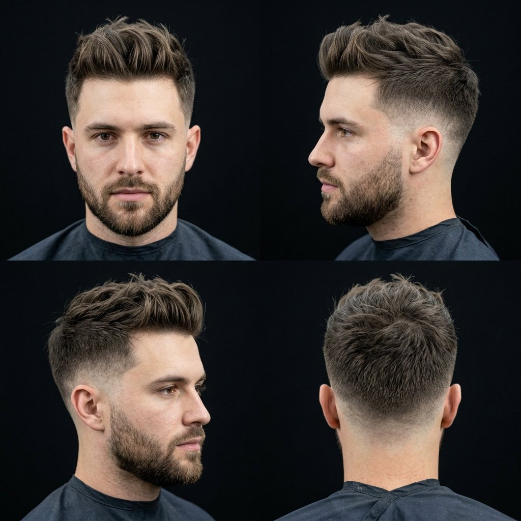 Tousled Textured Quiff with Low Fade