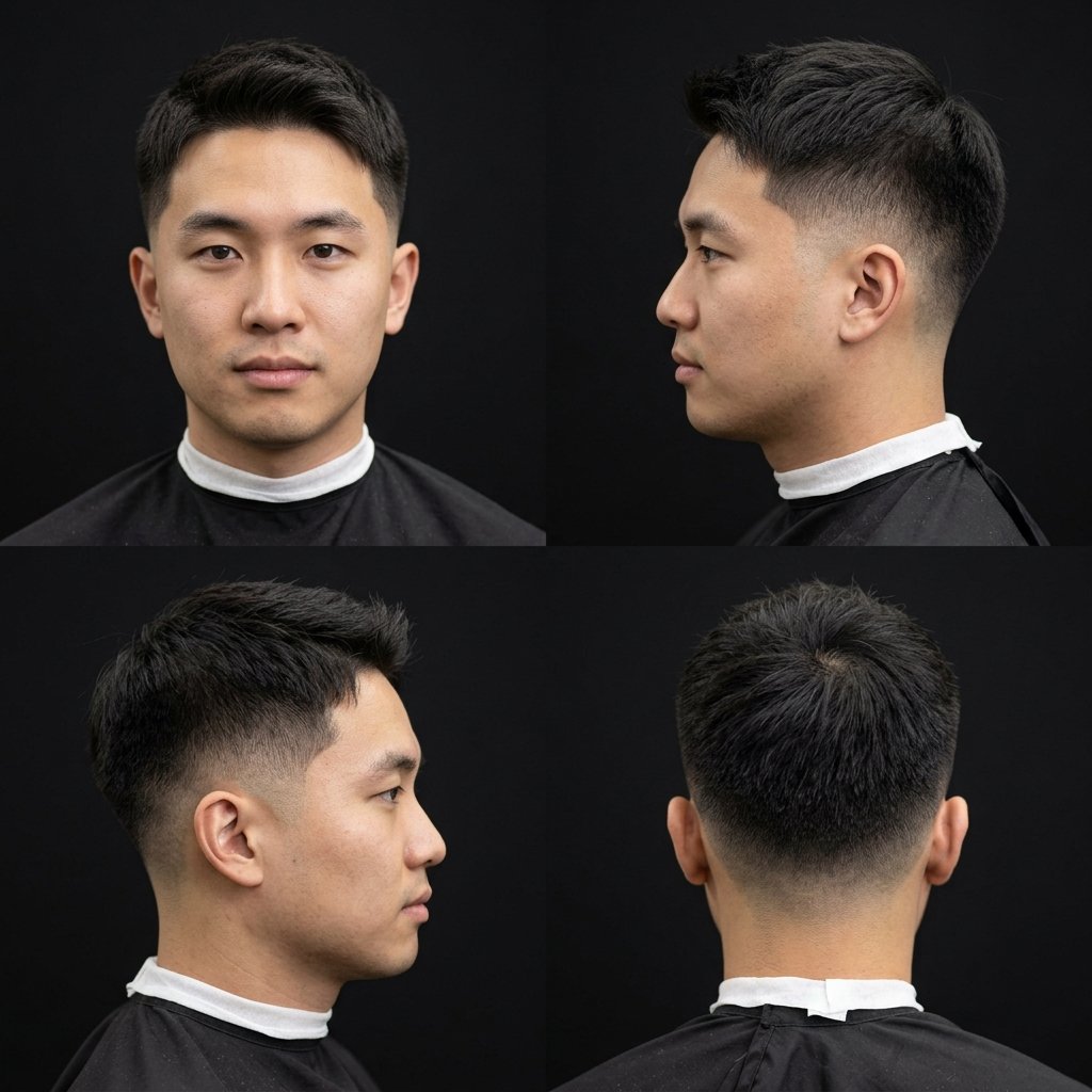Mid Taper Fade for Asian Straight Hair