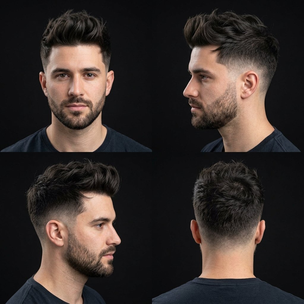 Messy Quiff with Taper Fade