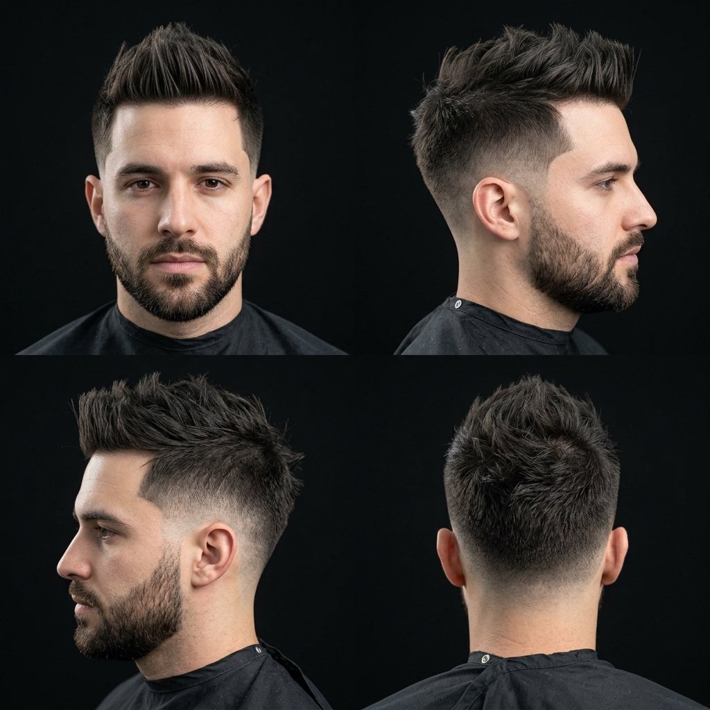 Faux Hawk Mid Taper Fade Straight Hair