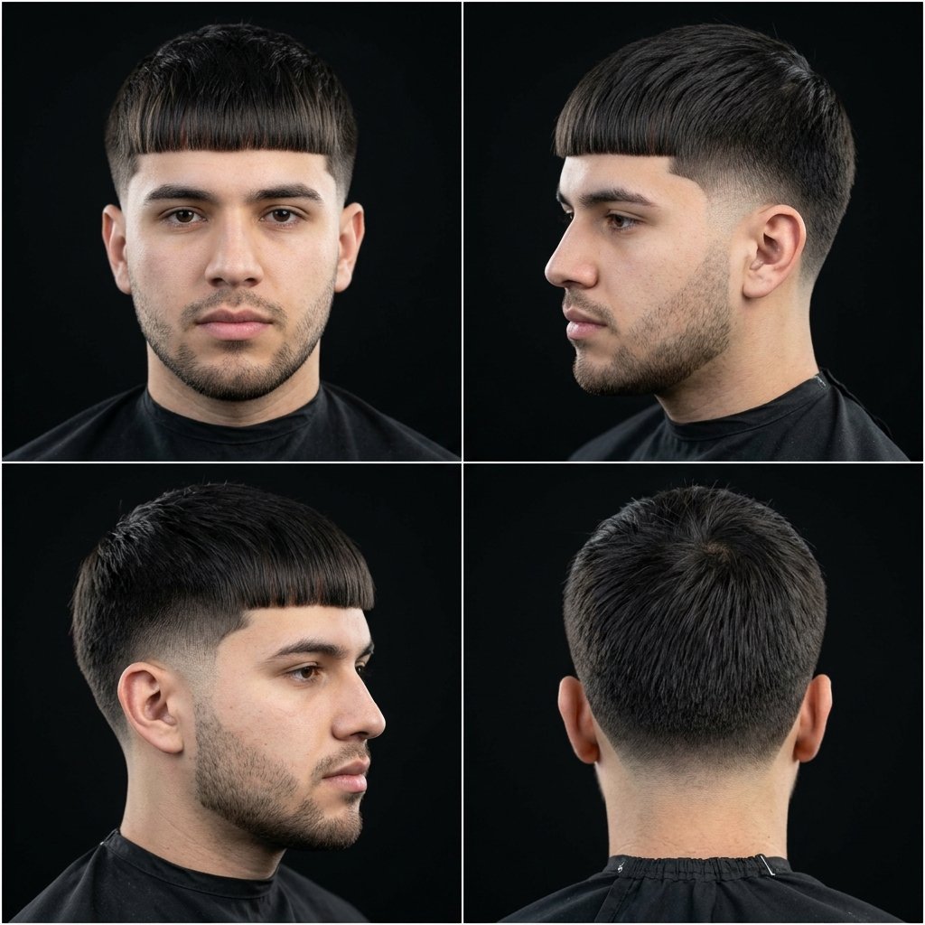 Edgar Cut Mid Taper Fade Straight Hair