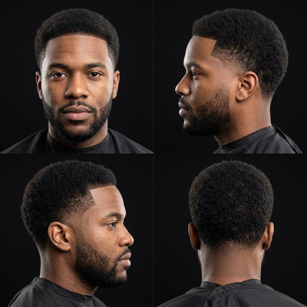 Short Afro with Low Taper Fade