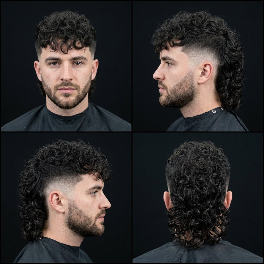 Curly Wolf Cut Mullet Fade