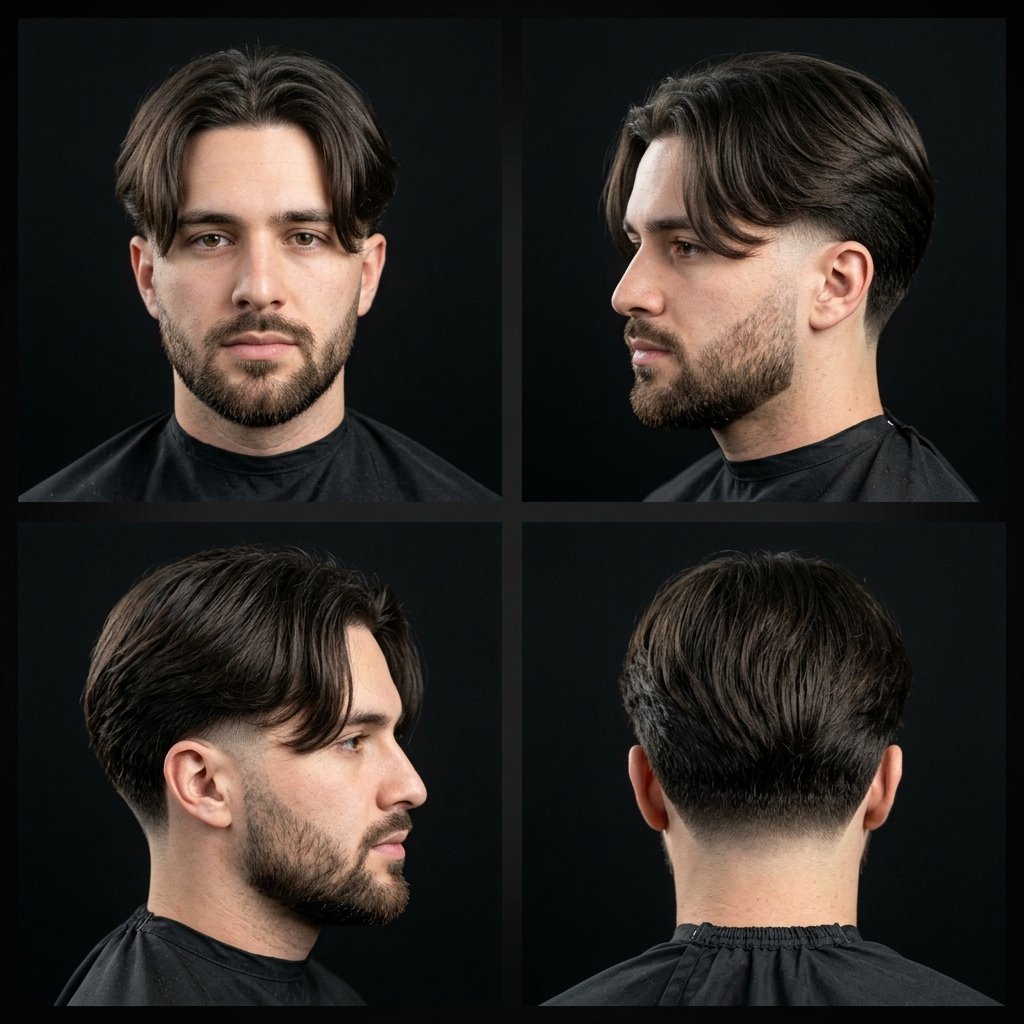 Low Taper Fade with Curtain Hair