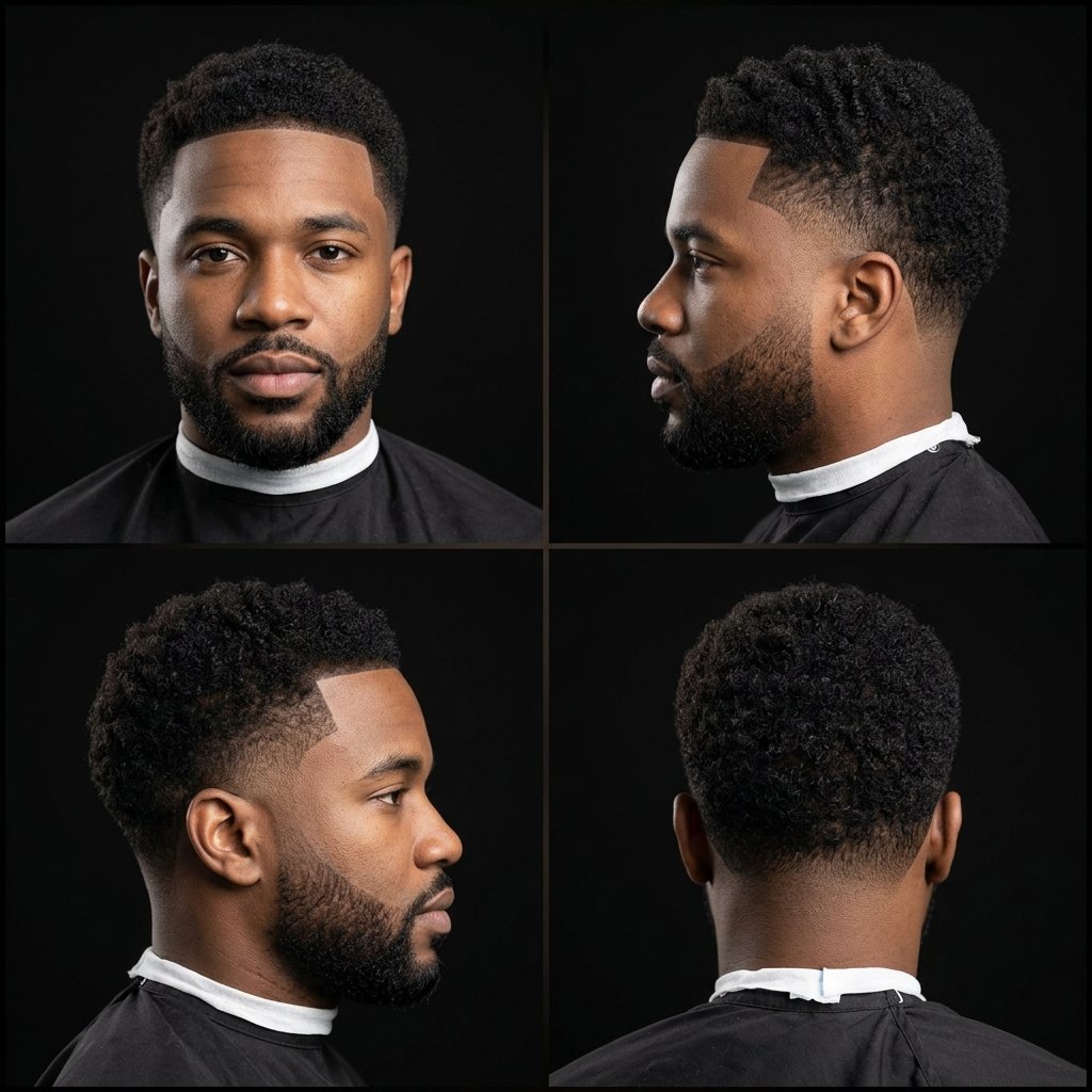 Short Coily Top with Low Taper Fade