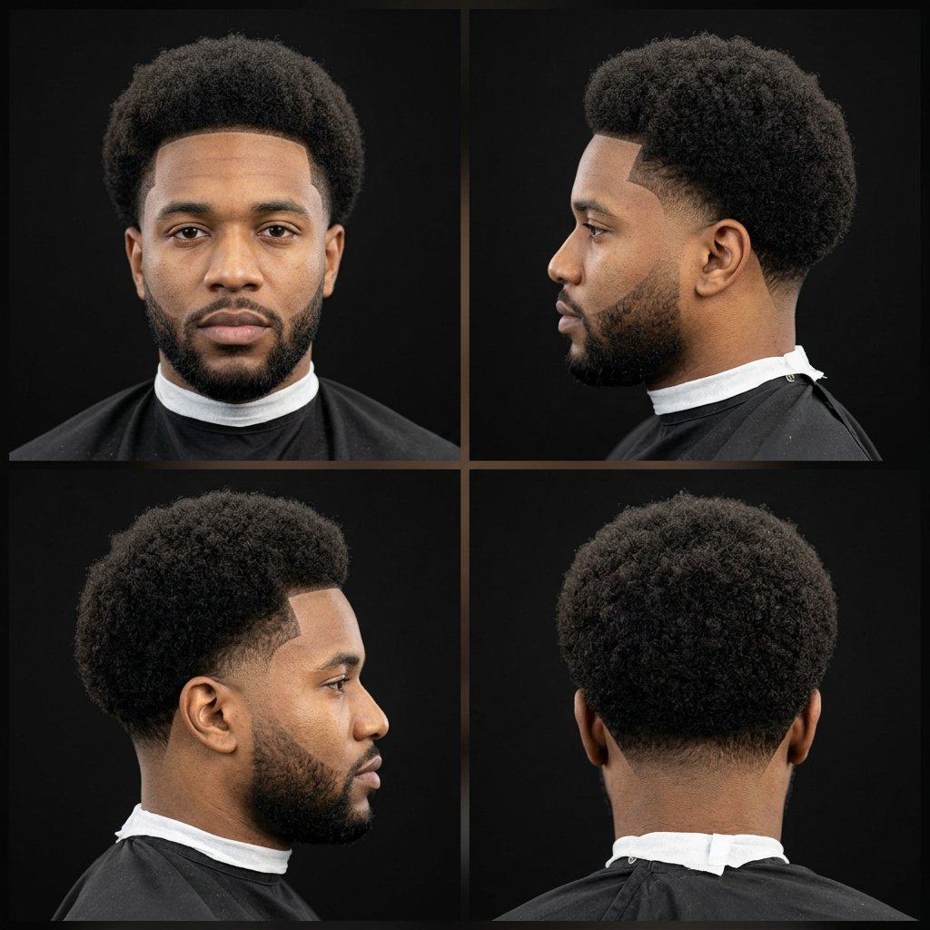 Classic Afro with Mid Taper Fade