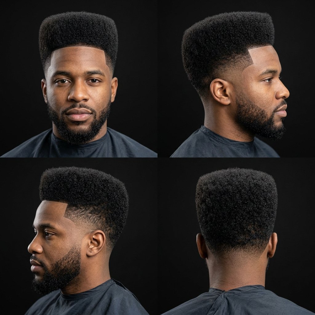 High Top Afro with Mid Taper Fade