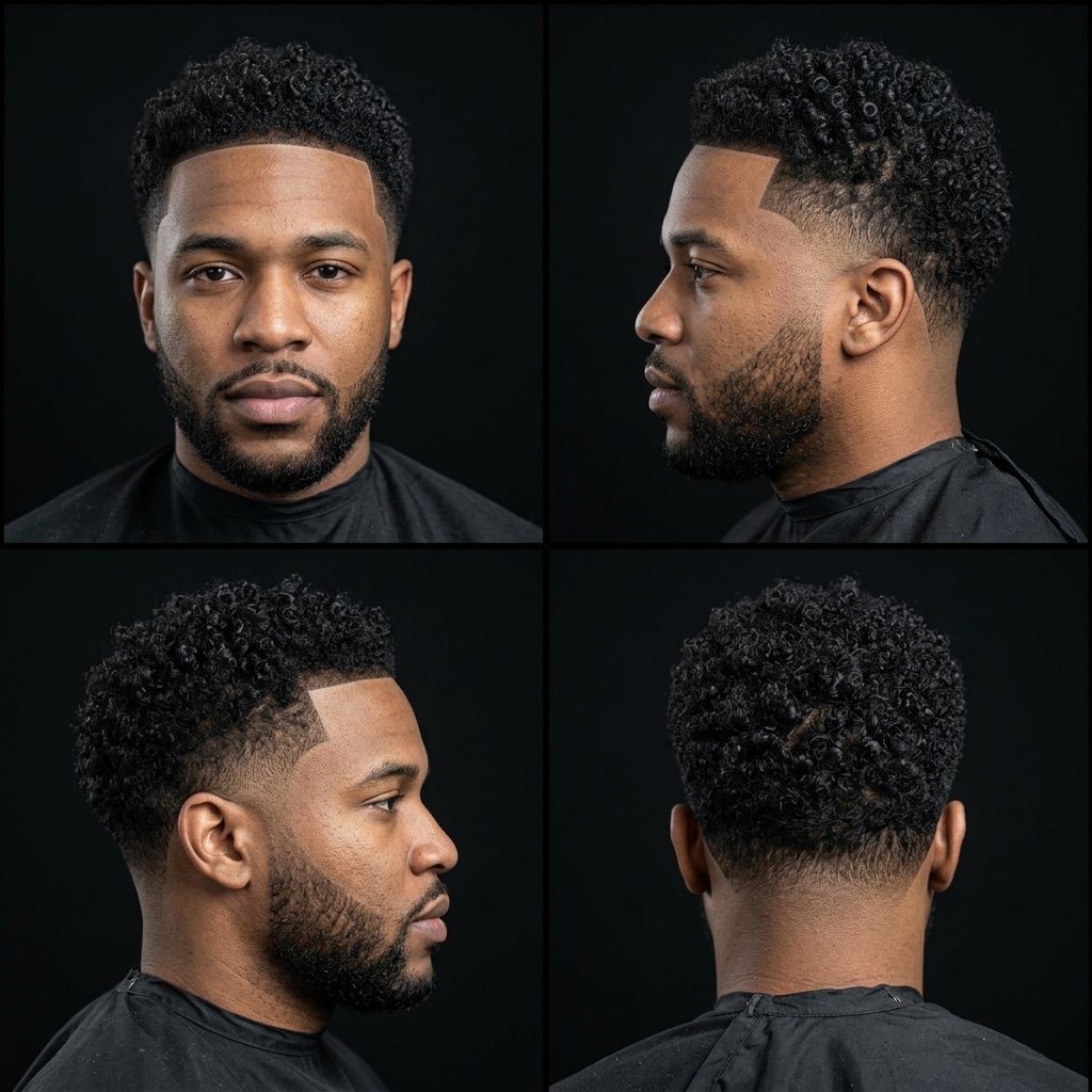 Defined Curls with Mid Taper Fade