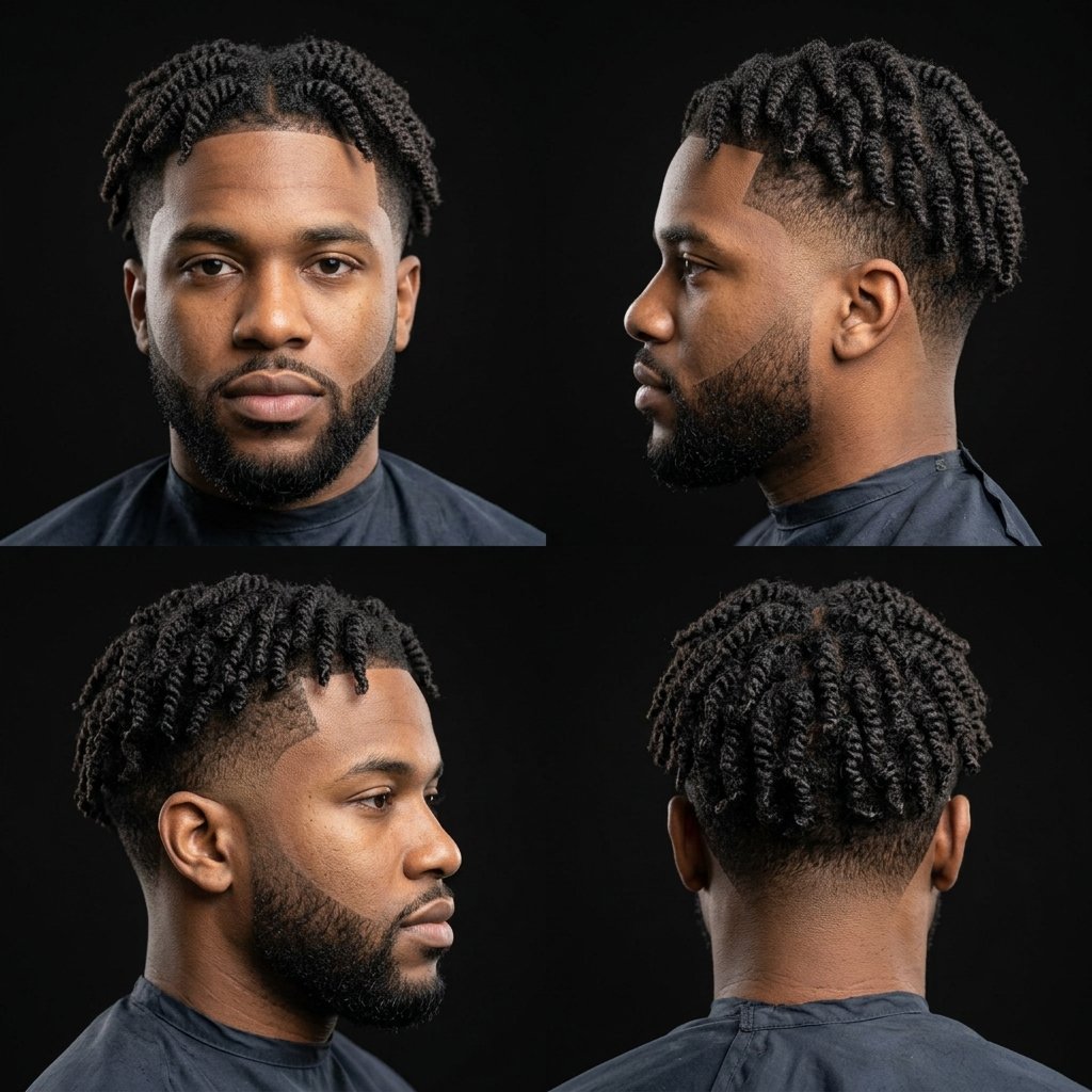 Twist-Out with Mid Taper Fade
