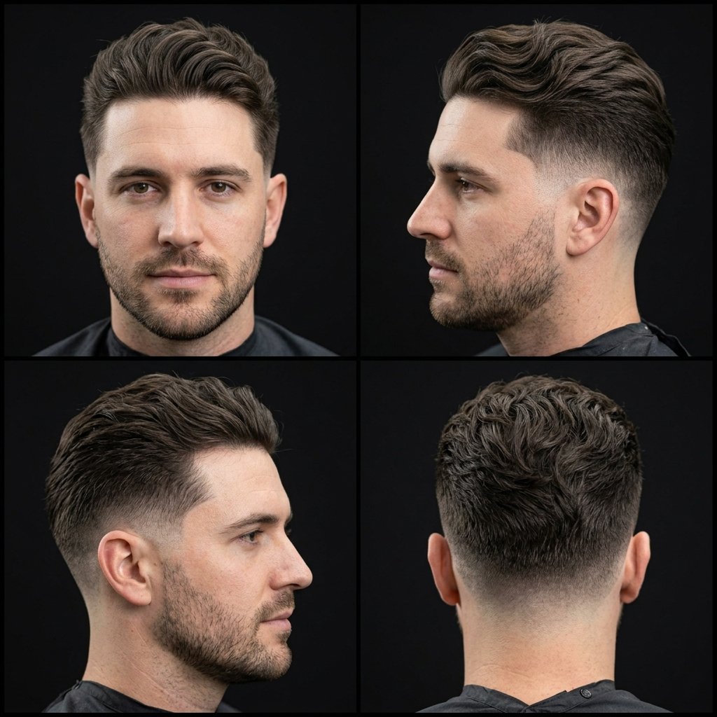 Brushed Back Wavy Crew Cut