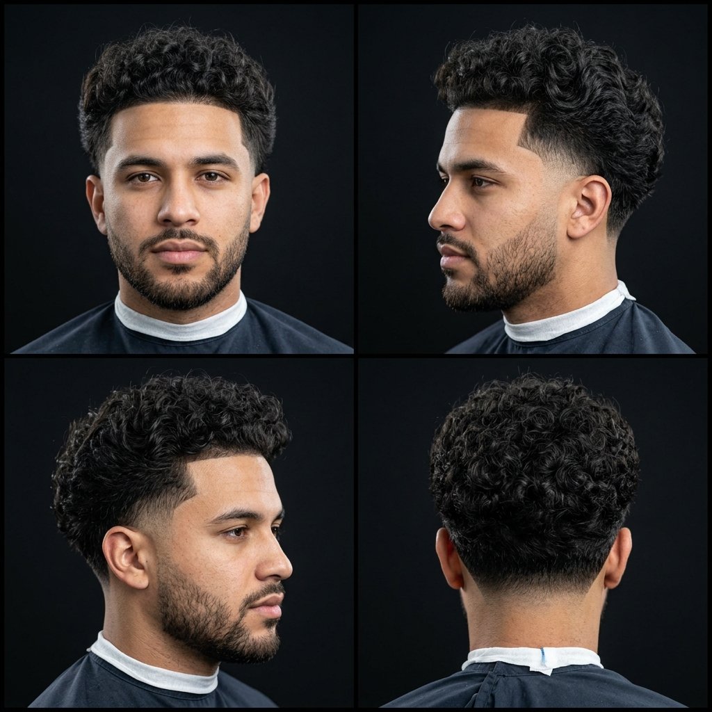 Low Taper Fade with Long Curly Hair