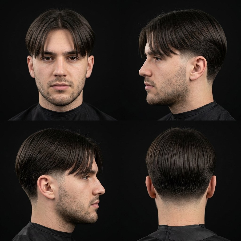 Curtain Bangs Mid Taper Fade Straight Hair