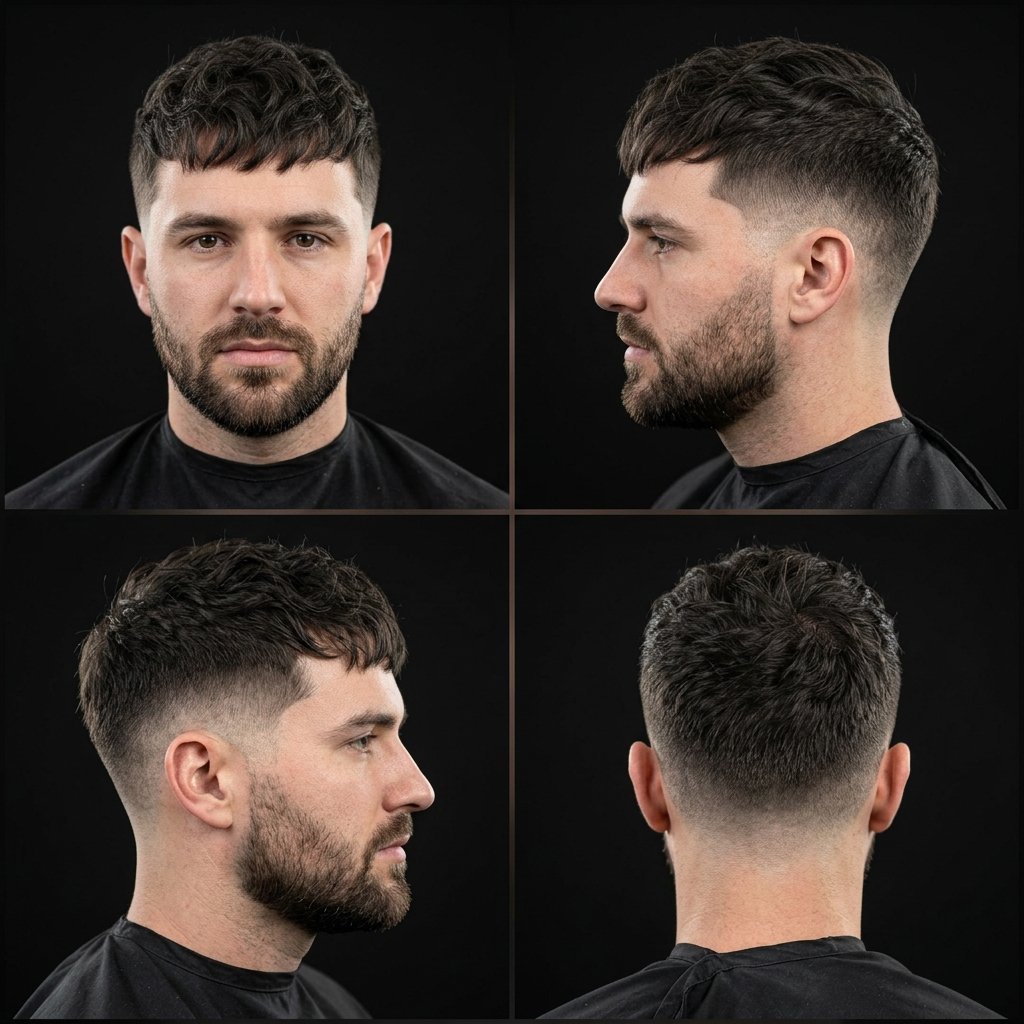 Short Wavy Textured Crop with Low Taper Fade
