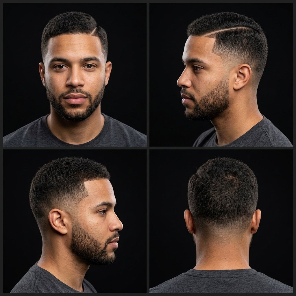 Mid Taper Fade with Hard Part