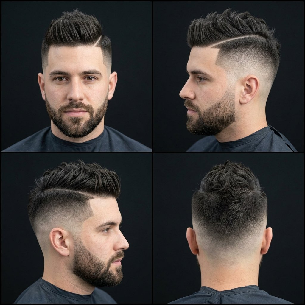 Faux Hawk with Part and High Fade