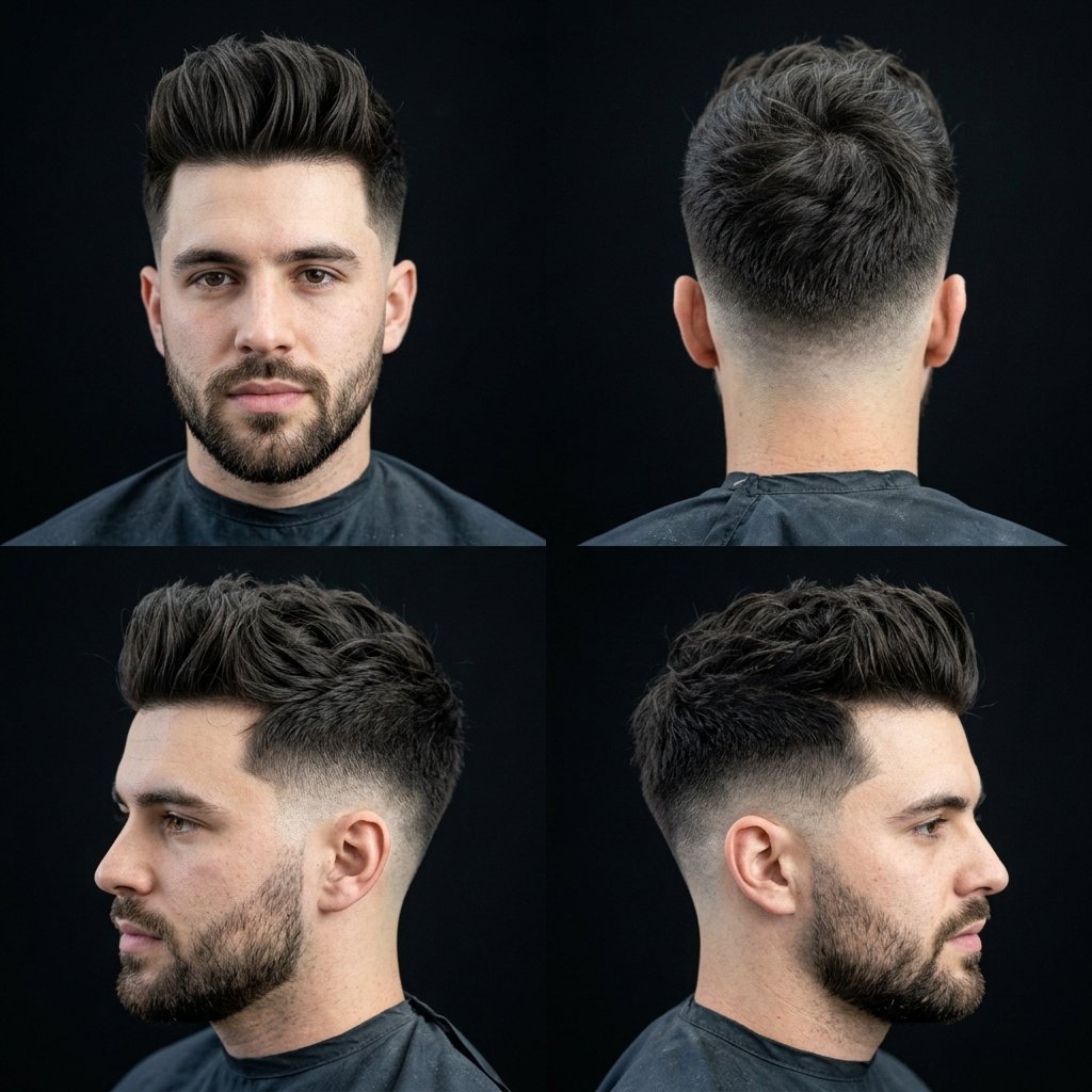 Full Textured Quiff with Low Skin Fade