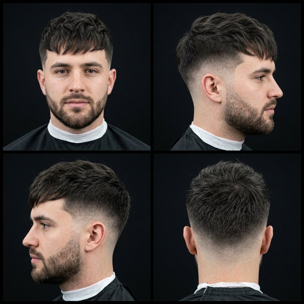 Mid Taper Fade with Textured Fringe