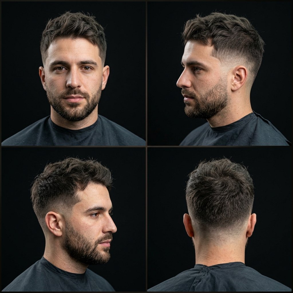 Short Messy Top with Low Taper Fade