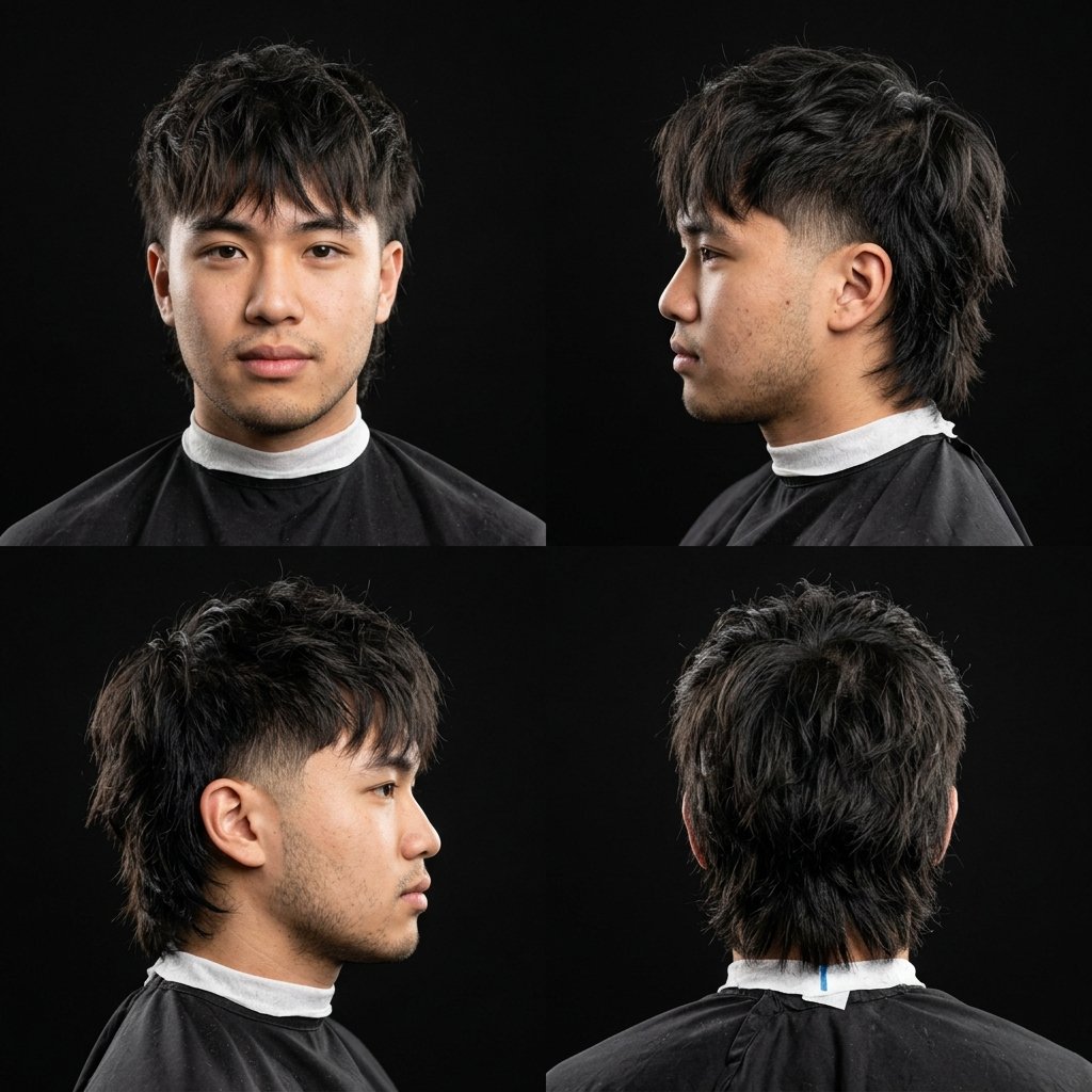 Low Taper Fade with Long Wolf Cut