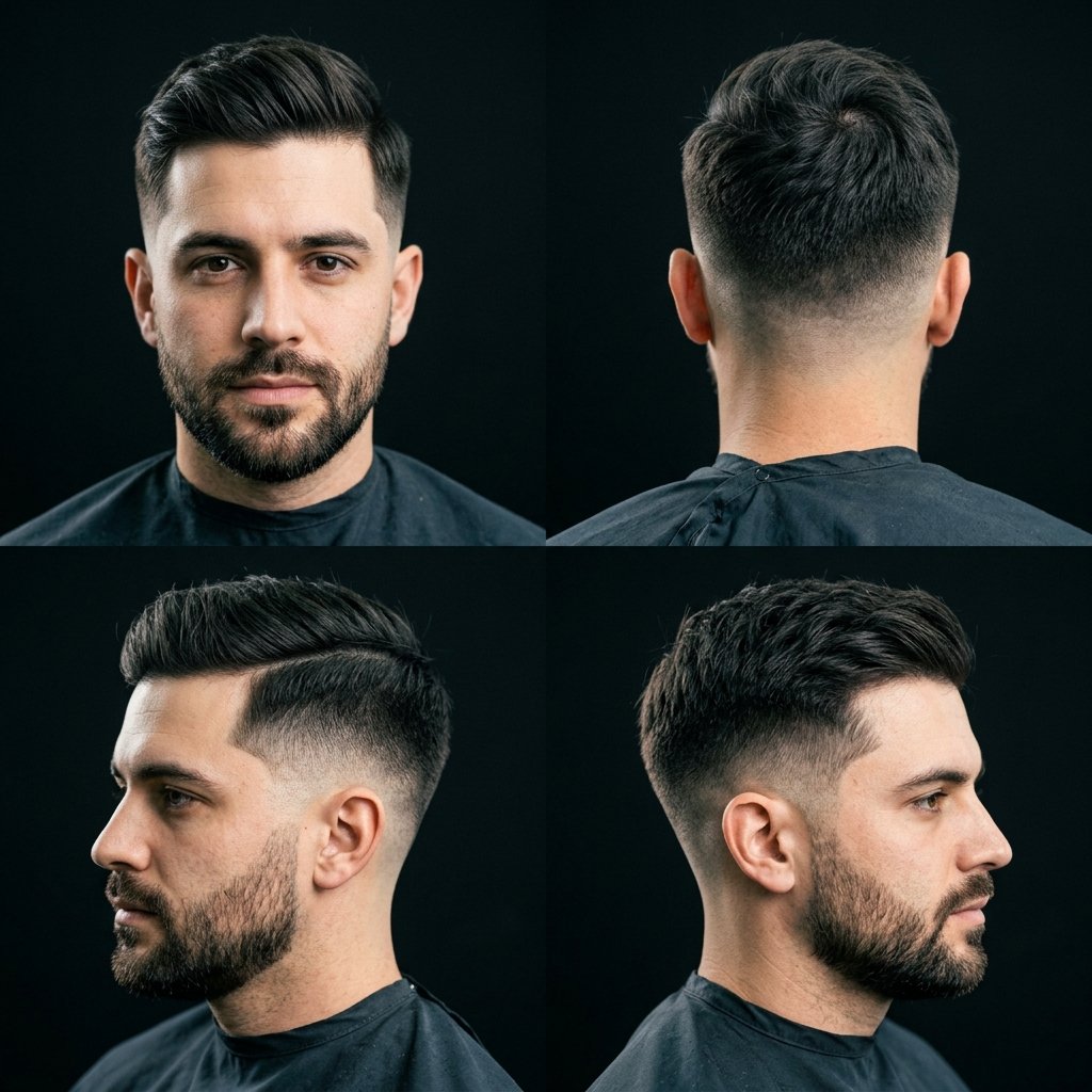 Side Swept Hairstyle with Short Sides