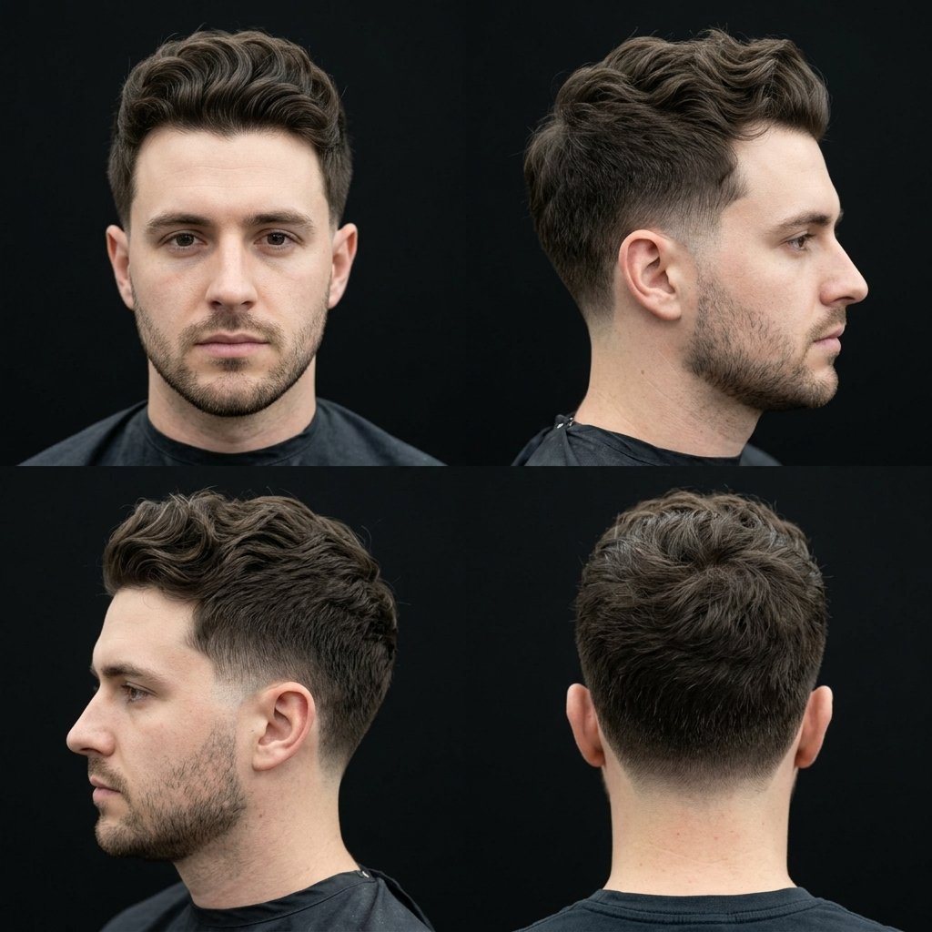 Wavy Quiff with Subtle Low Taper