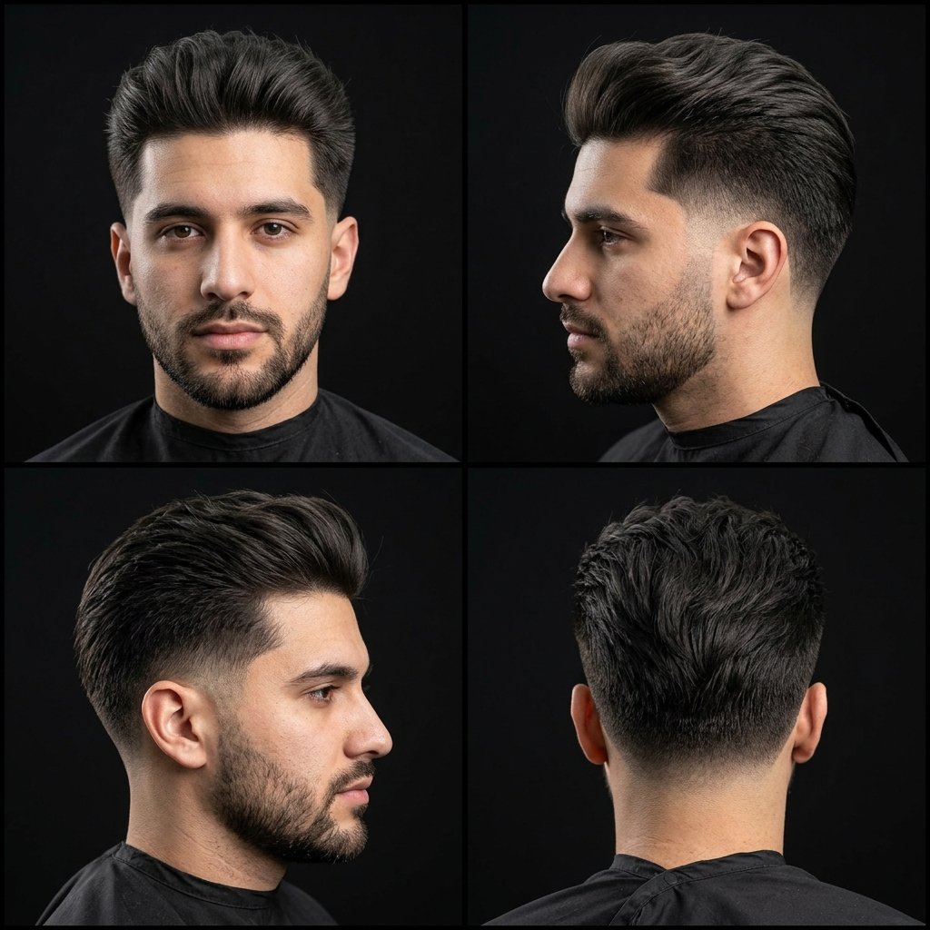Mid-Blowout Taper Fade Straight Hair