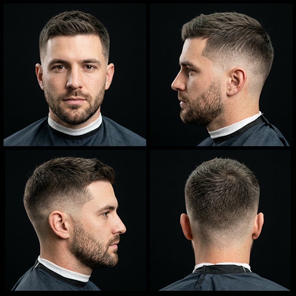 Crew Cut Mid-Taper Fade Straight Hair
