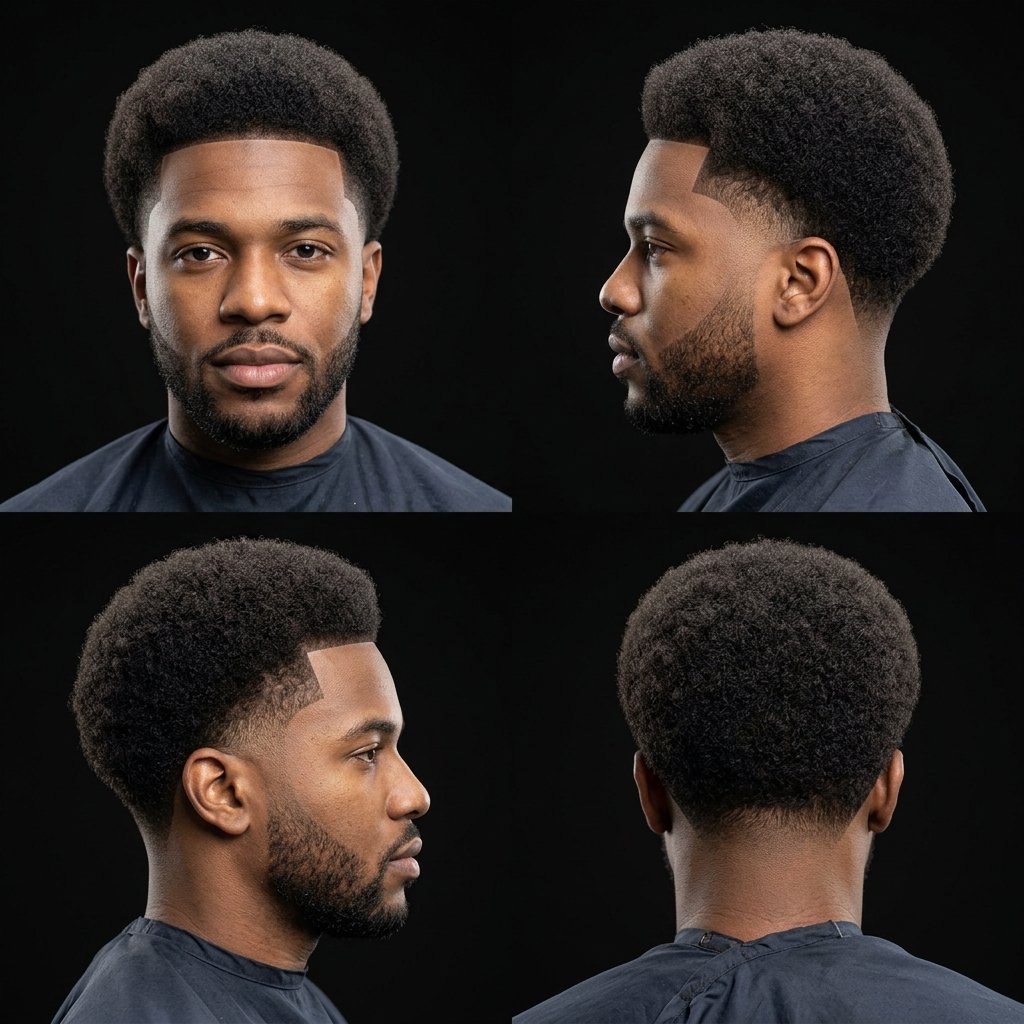 Afro with Edge-Up and Mid Taper