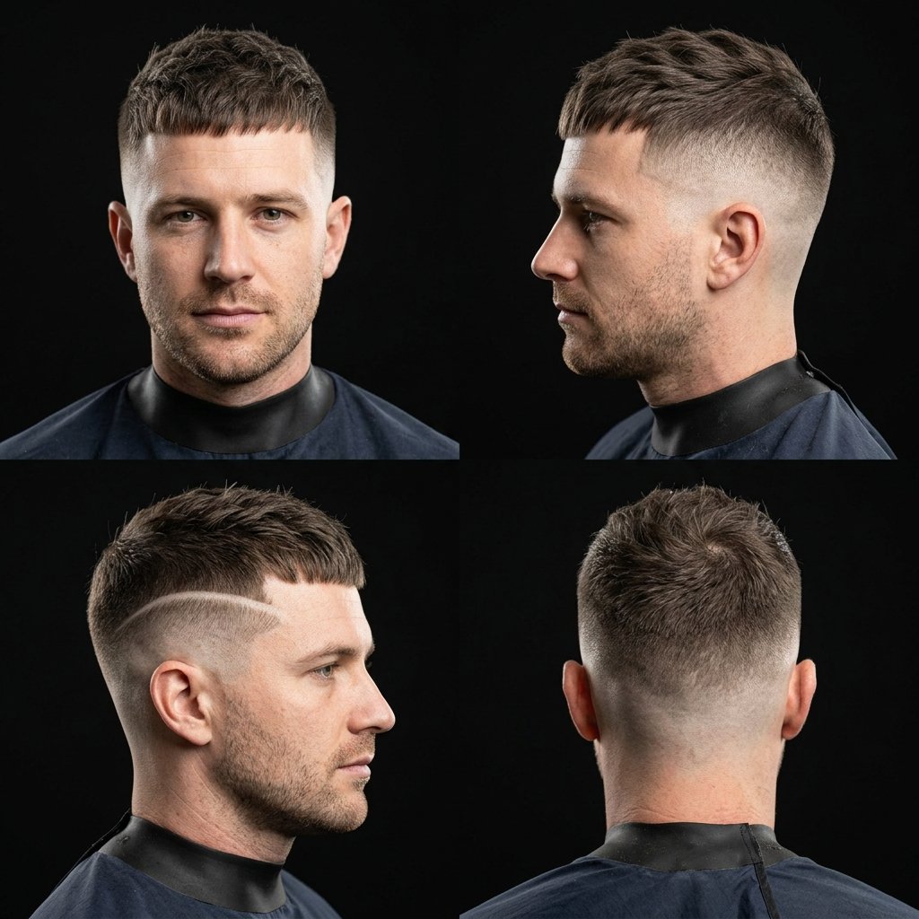Cropped Crew Cut with Shaved Line Design